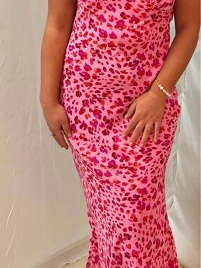 Vici Pink & Red Leopard Backless Dress